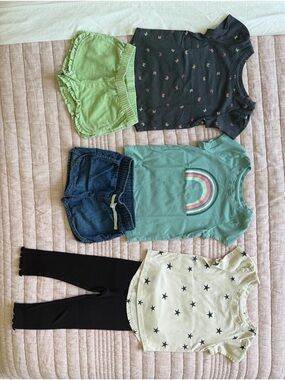 Cat & Jack Toddler Girl Bundle 18M–2T | 3 Outfit Sets | Rainbow, Stars, Shorts